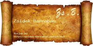 Zsidek Barnabás névjegykártya
